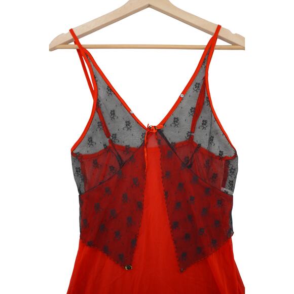 Yandy Red & Black Sheer Skull Lace Slip Dress L/XL – Gothic Punk Mesh Babydoll - Picture 3 of 11